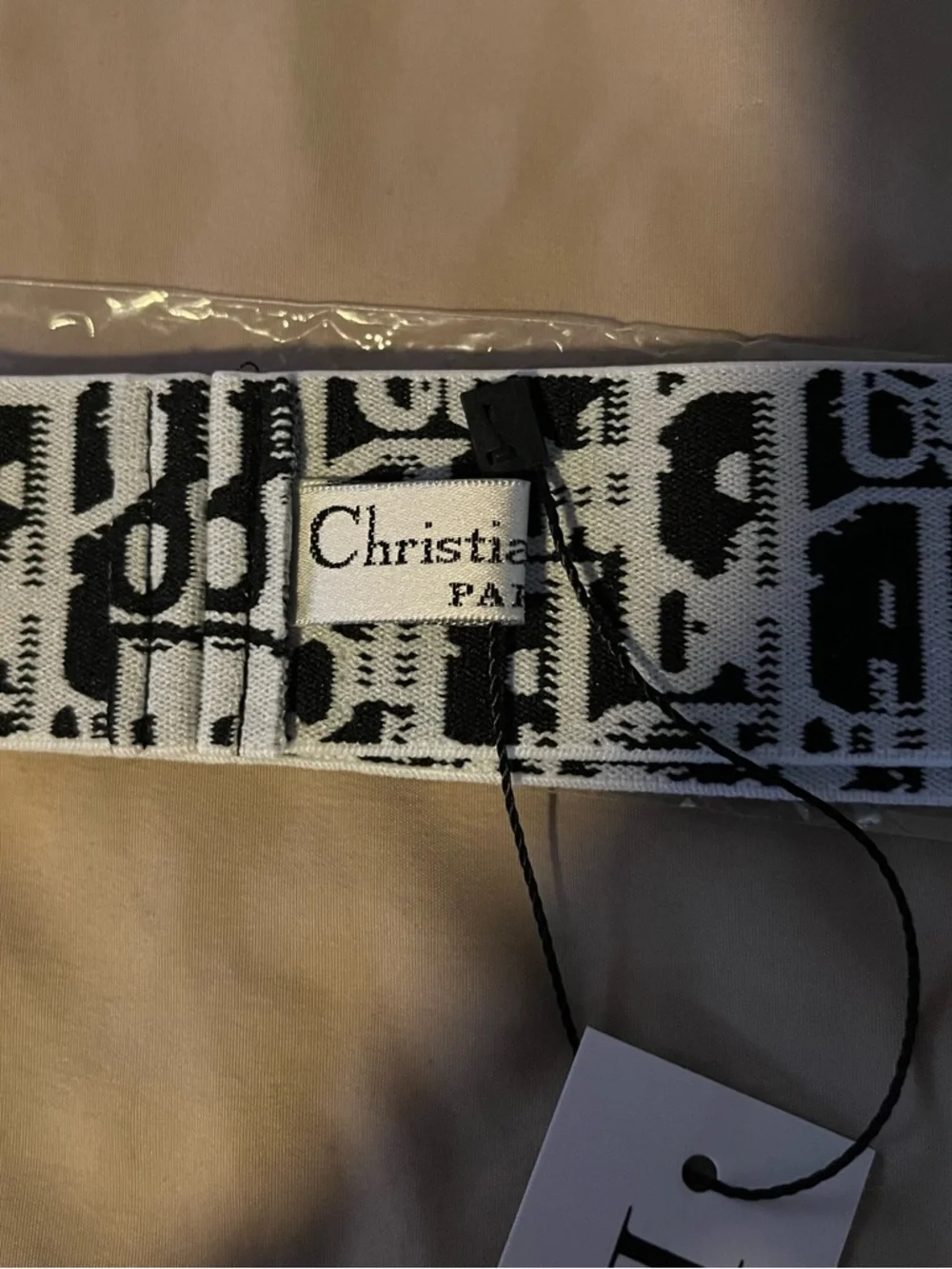 Christian Dior Black & White Oblique Stretchy Elastic Headband BRAND NEW UNISEX - Picture 6 of 6